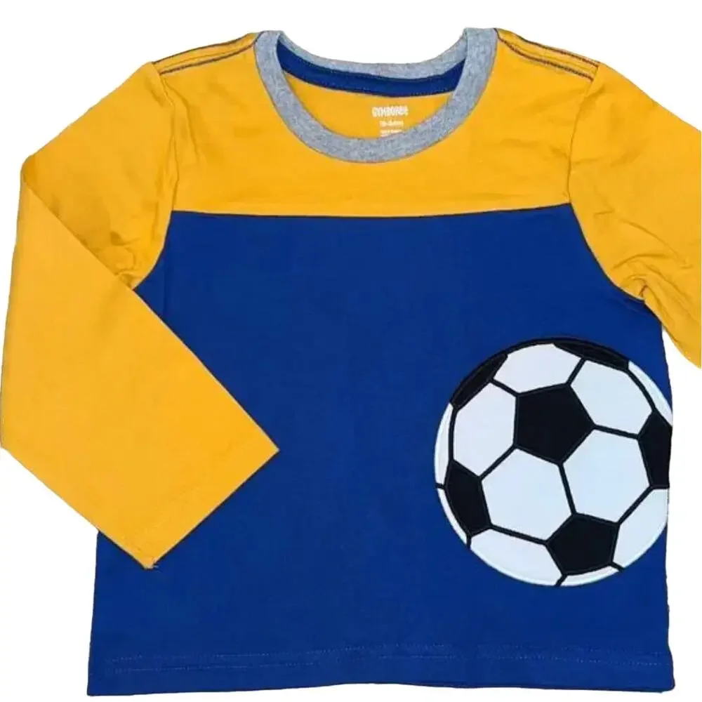 NWT Gymboree Boys Blue & Gold W/Embroidered Soccer Ball Top
